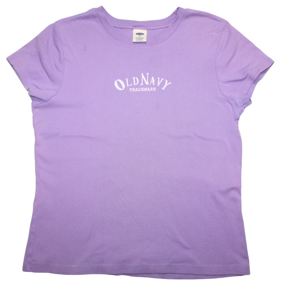 Y2K Old Navy spell out logo glitter crewneck short sleeve tee shirt purple
